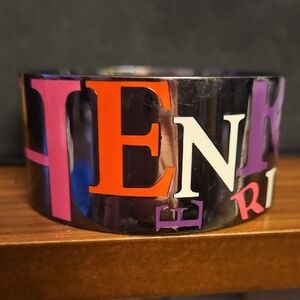 Henri Bendel Colorful Lettered Silver Cuff Bracelet
